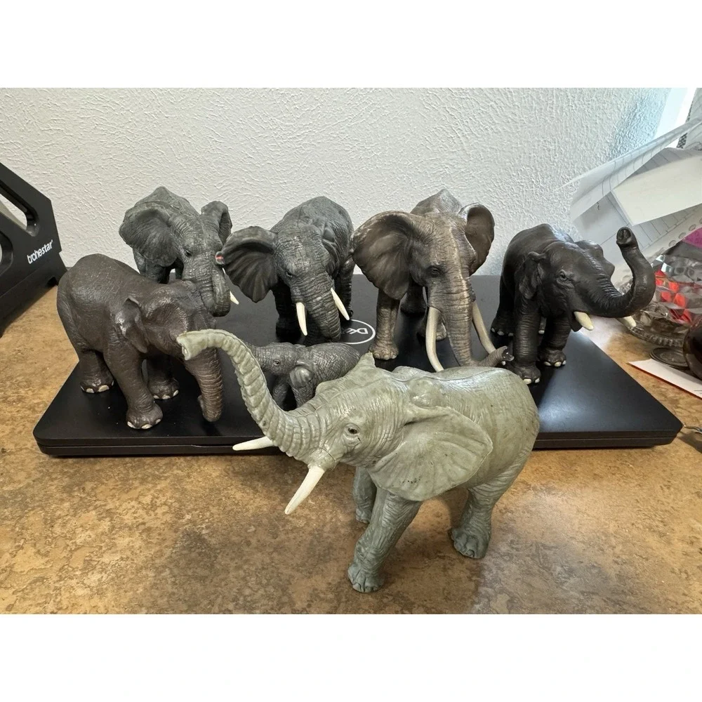 Rubber Elephant Toy Lot Of 7